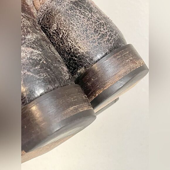 Frye Veronica Distressed Short Leather combat moto Boots in Brown 8.5 - Picture 11 of 12